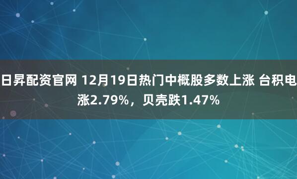 日昇配资官网 12月19日热门中概股多数上涨 台积电涨2.79%，贝壳跌1.47%